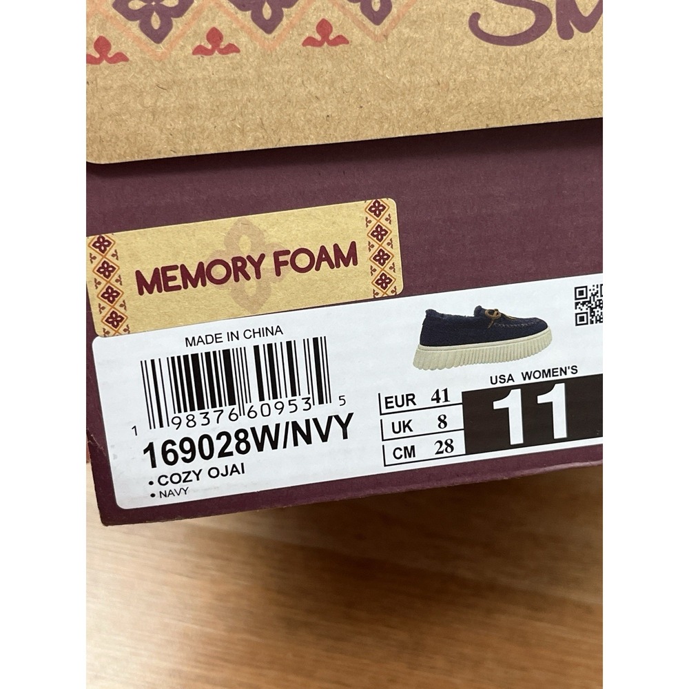Skechers Cozy Ojai Moccasin Slippers in Navy Women's Size 11 Wide Fit NEW - Picture 11 of 11